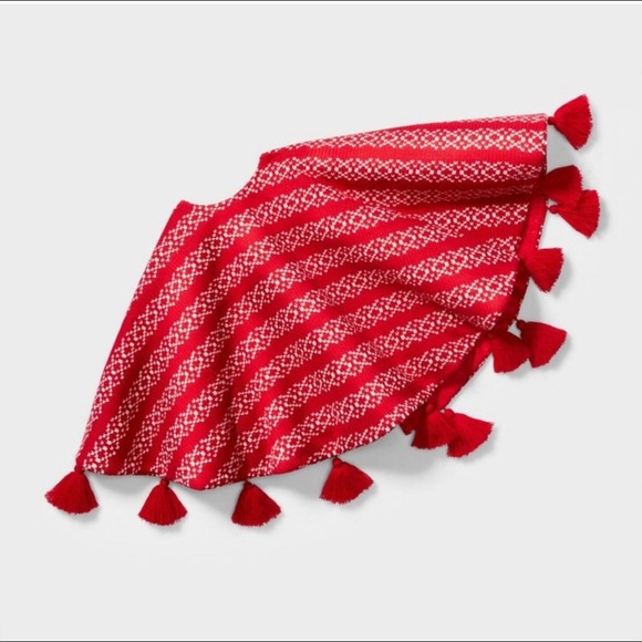 NWT  48in Fair Isle Christmas Tree Skirt with Tassels Red/White - Wondershop - Picture 1 of 7